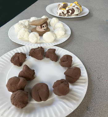 Making clay smores to keep forever!