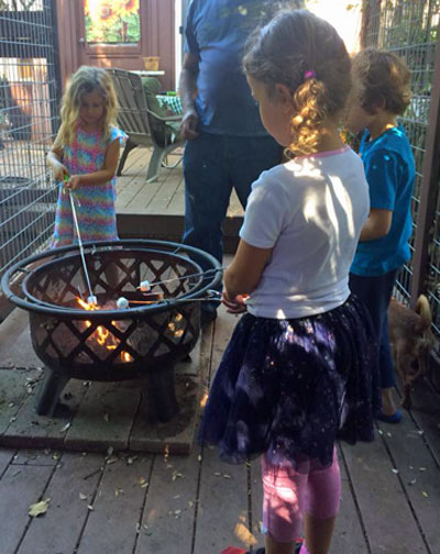 Making REAL smores to eat!